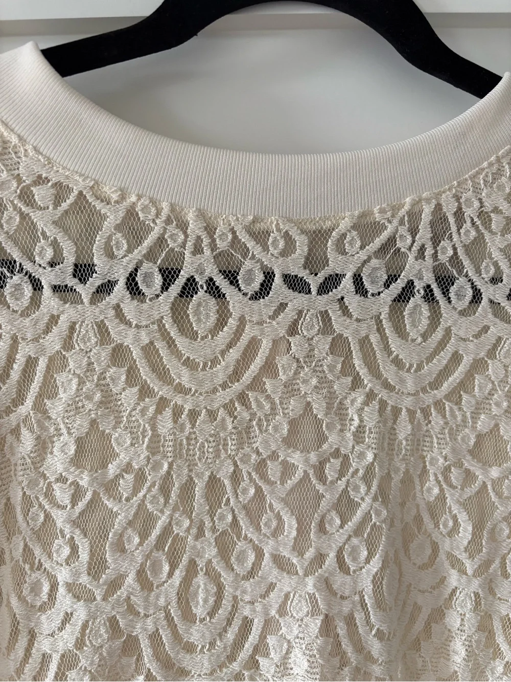 Banana Republic Cream Lace Long-Sleeve Blouse